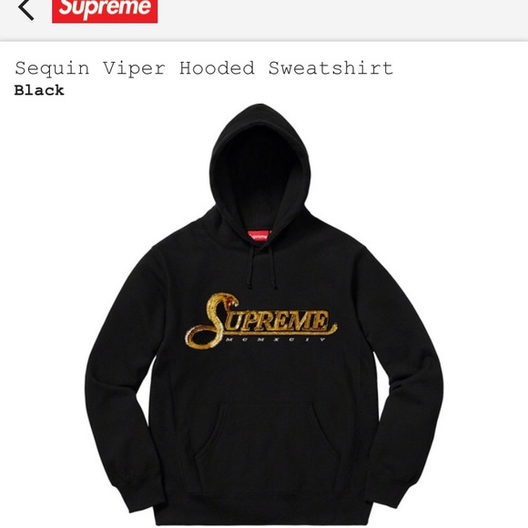 supreme sequin viper hooded sweatshirt